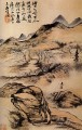Shitao va por los caminos fríos 1690 tinta china antigua